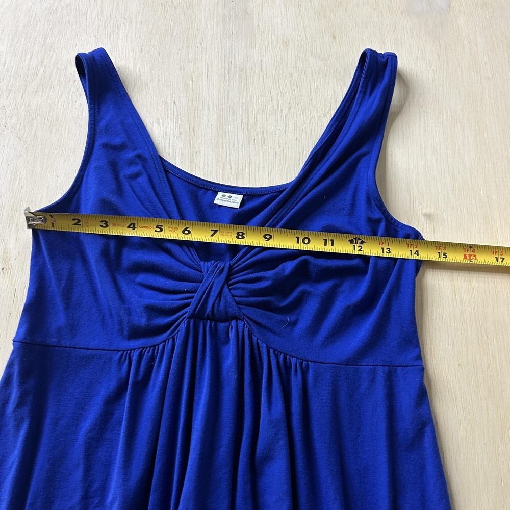 Three Dots Dress Womens Large Blue Empire Waist Ruched Sundress Knee Length - Picture 5 of 7